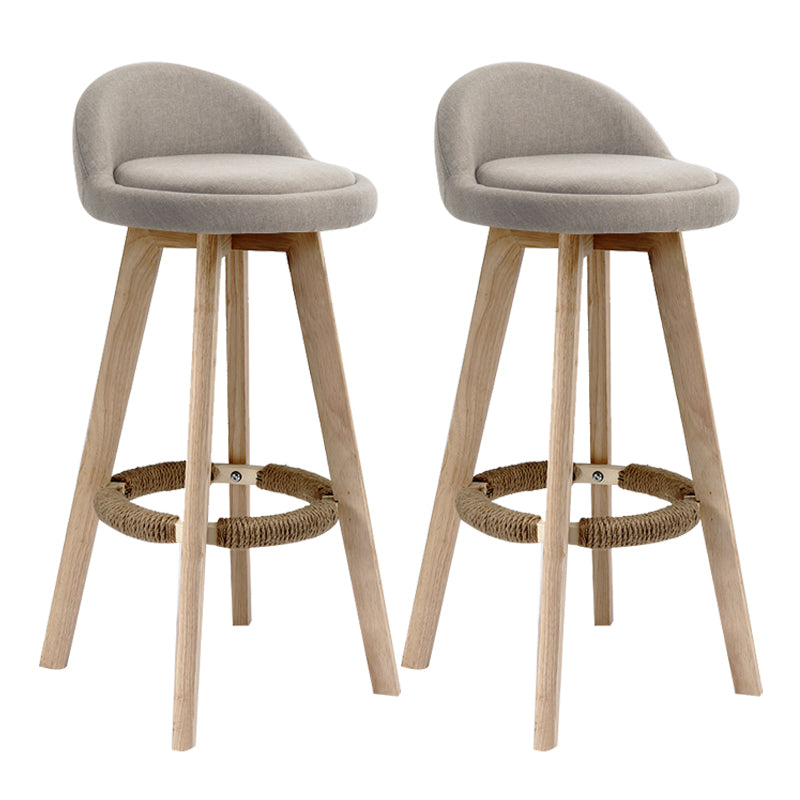 Scandinavian Rubberwood Upholstered Barstool Matte Finish Home Stool Khaki 2 Piece Set Clearhalo 'Bar Furniture' 'Bar Stools' 'bar_stools' 'furn' 'furn_bar_stools' 'Furniture' 'furniture_bar_stools' 'Kitchen & Dining Furniture' 4899981