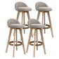 Scandinavian Rubberwood Upholstered Barstool Matte Finish Home Stool Khaki 4 Piece Set Clearhalo 'Bar Furniture' 'Bar Stools' 'bar_stools' 'furn' 'furn_bar_stools' 'Furniture' 'furniture_bar_stools' 'Kitchen & Dining Furniture' 4899982