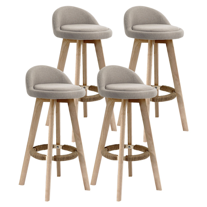 Scandinavian Rubberwood Upholstered Barstool Matte Finish Home Stool Khaki 4 Piece Set Clearhalo 'Bar Furniture' 'Bar Stools' 'bar_stools' 'furn' 'furn_bar_stools' 'Furniture' 'furniture_bar_stools' 'Kitchen & Dining Furniture' 4899982