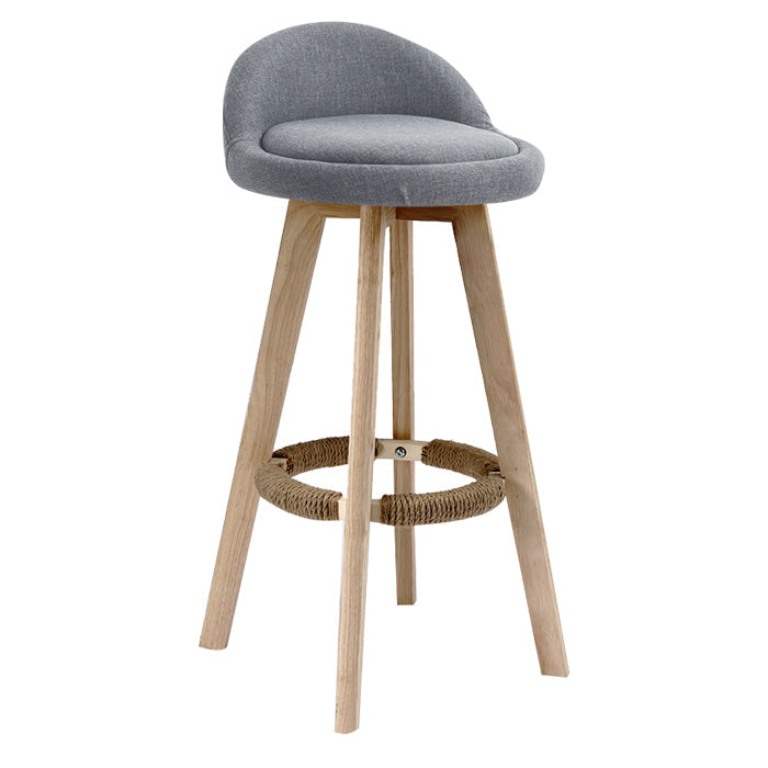 Scandinavian Rubberwood Upholstered Barstool Matte Finish Home Stool Smoke Gray 1 Piece Clearhalo 'Bar Furniture' 'Bar Stools' 'bar_stools' 'furn' 'furn_bar_stools' 'Furniture' 'furniture_bar_stools' 'Kitchen & Dining Furniture' 4899983