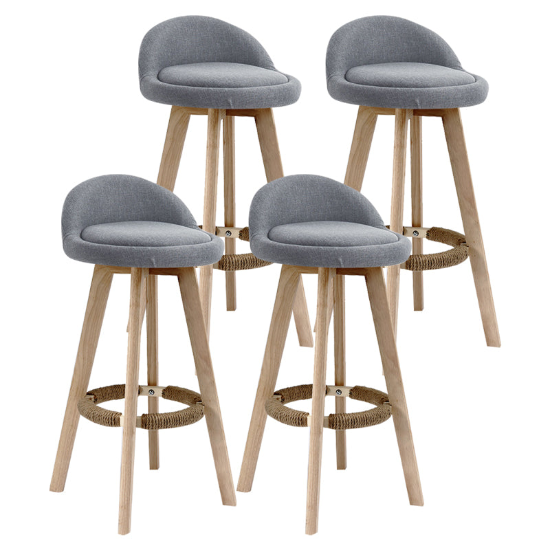 Scandinavian Rubberwood Upholstered Barstool Matte Finish Home Stool Smoke Gray 4 Piece Set Clearhalo 'Bar Furniture' 'Bar Stools' 'bar_stools' 'furn' 'furn_bar_stools' 'Furniture' 'furniture_bar_stools' 'Kitchen & Dining Furniture' 4899985
