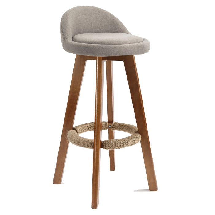 Scandinavian Rubberwood Upholstered Barstool Matte Finish Home Stool Dark Khaki 1 Piece Clearhalo 'Bar Furniture' 'Bar Stools' 'bar_stools' 'furn' 'furn_bar_stools' 'Furniture' 'furniture_bar_stools' 'Kitchen & Dining Furniture' 4899986