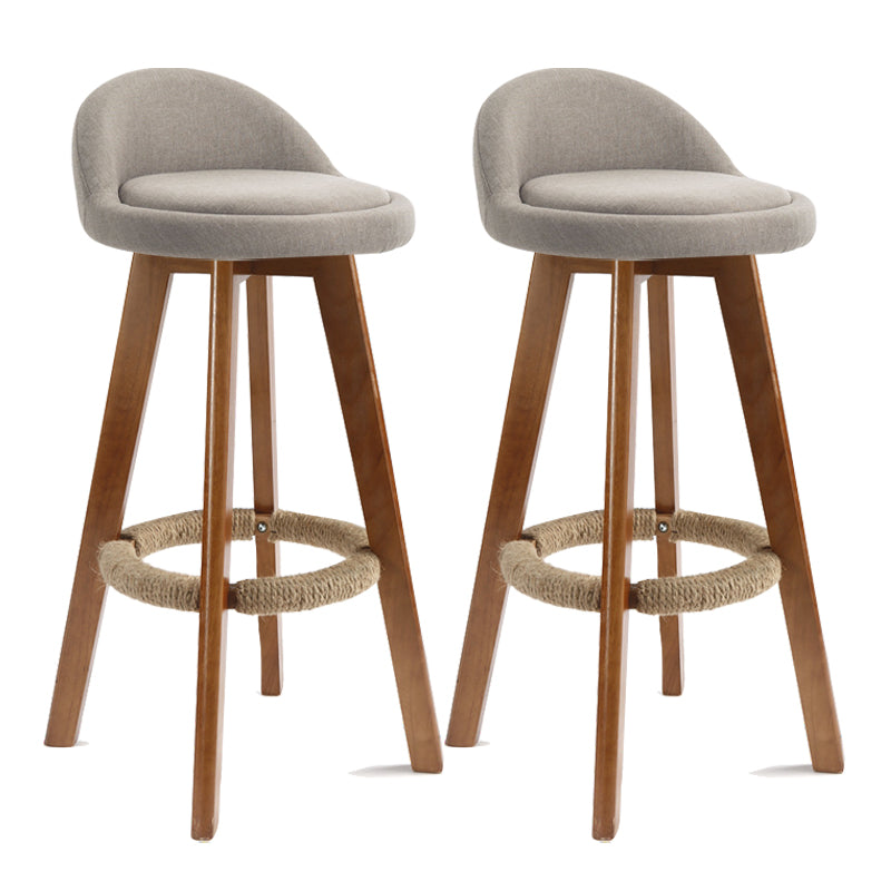 Scandinavian Rubberwood Upholstered Barstool Matte Finish Home Stool Dark Khaki 2 Piece Set Clearhalo 'Bar Furniture' 'Bar Stools' 'bar_stools' 'furn' 'furn_bar_stools' 'Furniture' 'furniture_bar_stools' 'Kitchen & Dining Furniture' 4899987