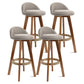 Scandinavian Rubberwood Upholstered Barstool Matte Finish Home Stool Dark Khaki 4 Piece Set Clearhalo 'Bar Furniture' 'Bar Stools' 'bar_stools' 'furn' 'furn_bar_stools' 'Furniture' 'furniture_bar_stools' 'Kitchen & Dining Furniture' 4899988
