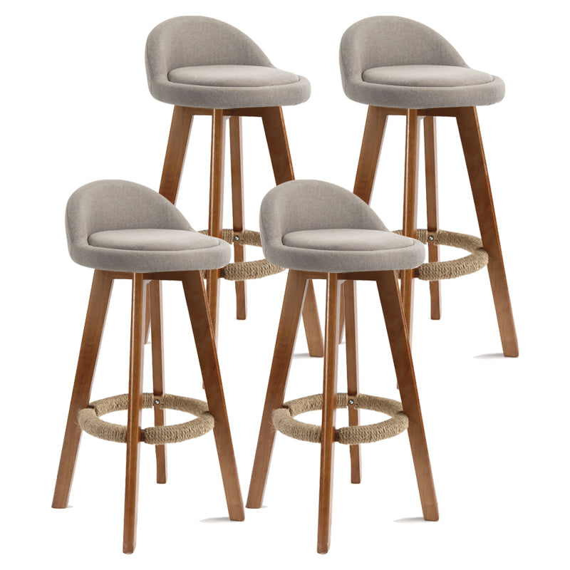 Scandinavian Rubberwood Upholstered Barstool Matte Finish Home Stool Dark Khaki 4 Piece Set Clearhalo 'Bar Furniture' 'Bar Stools' 'bar_stools' 'furn' 'furn_bar_stools' 'Furniture' 'furniture_bar_stools' 'Kitchen & Dining Furniture' 4899988