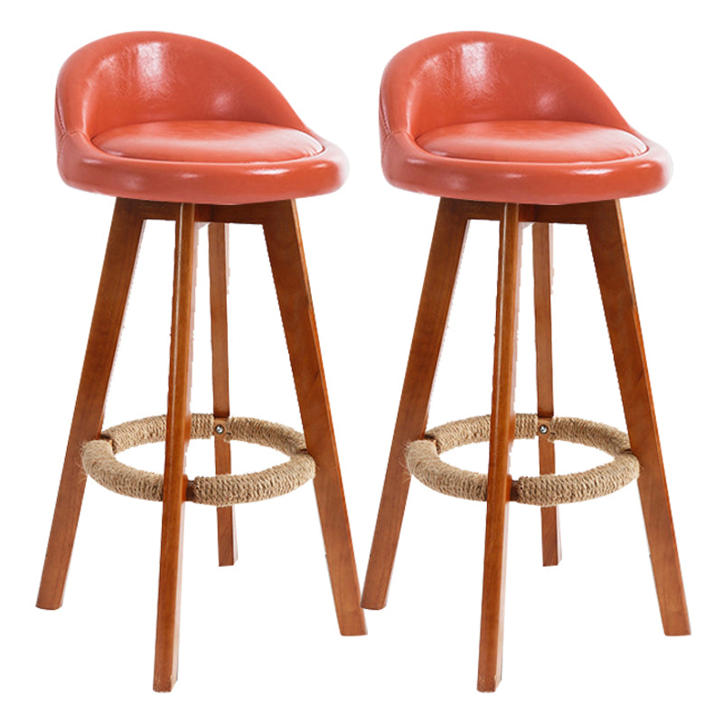 Scandinavian Rubberwood Upholstered Barstool Matte Finish Home Stool Orange 2 Piece Set Clearhalo 'Bar Furniture' 'Bar Stools' 'bar_stools' 'furn' 'furn_bar_stools' 'Furniture' 'furniture_bar_stools' 'Kitchen & Dining Furniture' 4899990