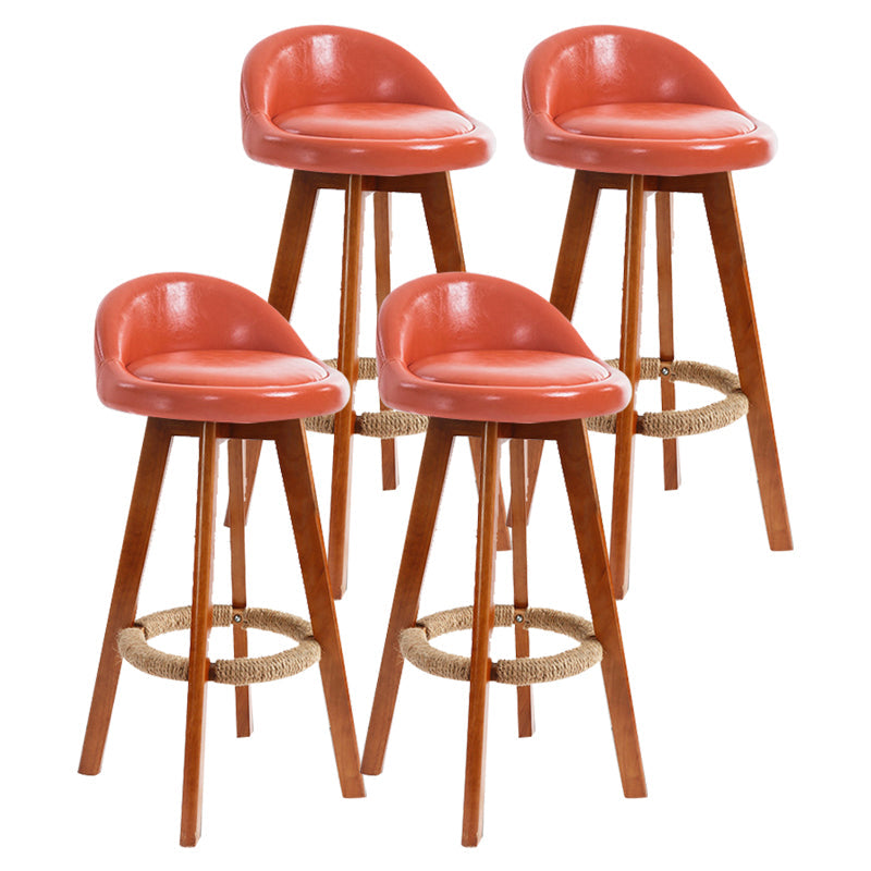 Scandinavian Rubberwood Upholstered Barstool Matte Finish Home Stool Orange 4 Piece Set Clearhalo 'Bar Furniture' 'Bar Stools' 'bar_stools' 'furn' 'furn_bar_stools' 'Furniture' 'furniture_bar_stools' 'Kitchen & Dining Furniture' 4899991