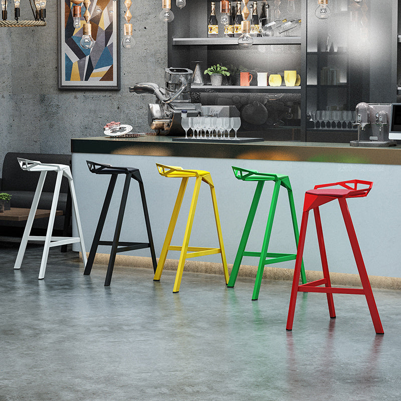 Modern Armless Backrest Counter Stool Iron Kitchen Bar Stool with Leather Cushion Clearhalo 'Bar Furniture' 'Bar Stools' 'bar_stools' 'furn' 'furn_bar_stools' 'Furniture' 'furniture_bar_stools' 'Kitchen & Dining Furniture' 4899993