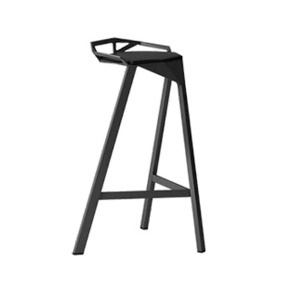 Modern Armless Backrest Counter Stool Iron Kitchen Bar Stool with Leather Cushion Black 1 Piece Counter Stool(26"H) Clearhalo 'Bar Furniture' 'Bar Stools' 'bar_stools' 'furn' 'furn_bar_stools' 'Furniture' 'furniture_bar_stools' 'Kitchen & Dining Furniture' 4899994