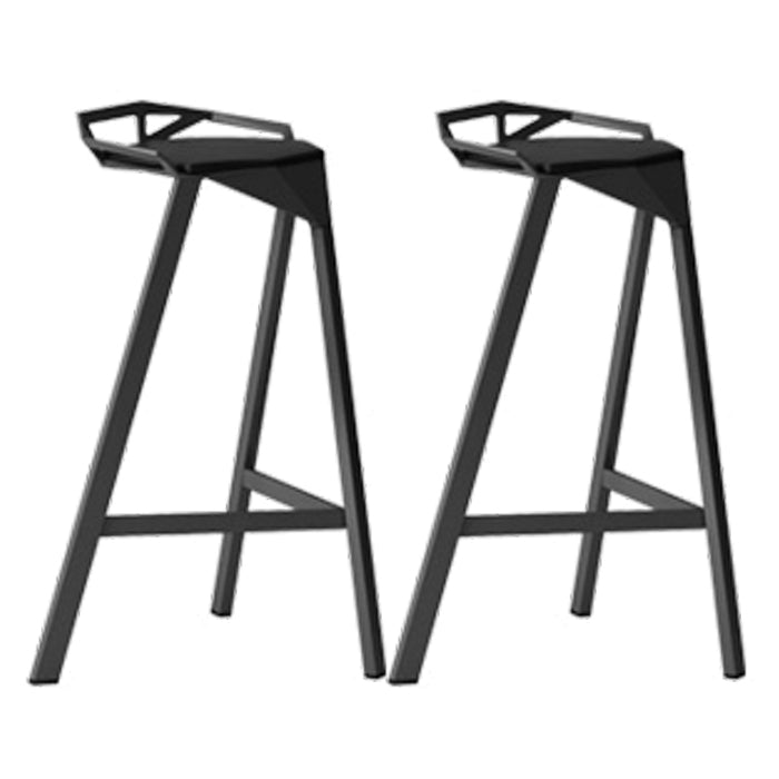 Modern Armless Backrest Counter Stool Iron Kitchen Bar Stool with Leather Cushion Black 2 Piece Set Counter Stool(26"H) Clearhalo 'Bar Furniture' 'Bar Stools' 'bar_stools' 'furn' 'furn_bar_stools' 'Furniture' 'furniture_bar_stools' 'Kitchen & Dining Furniture' 4899995