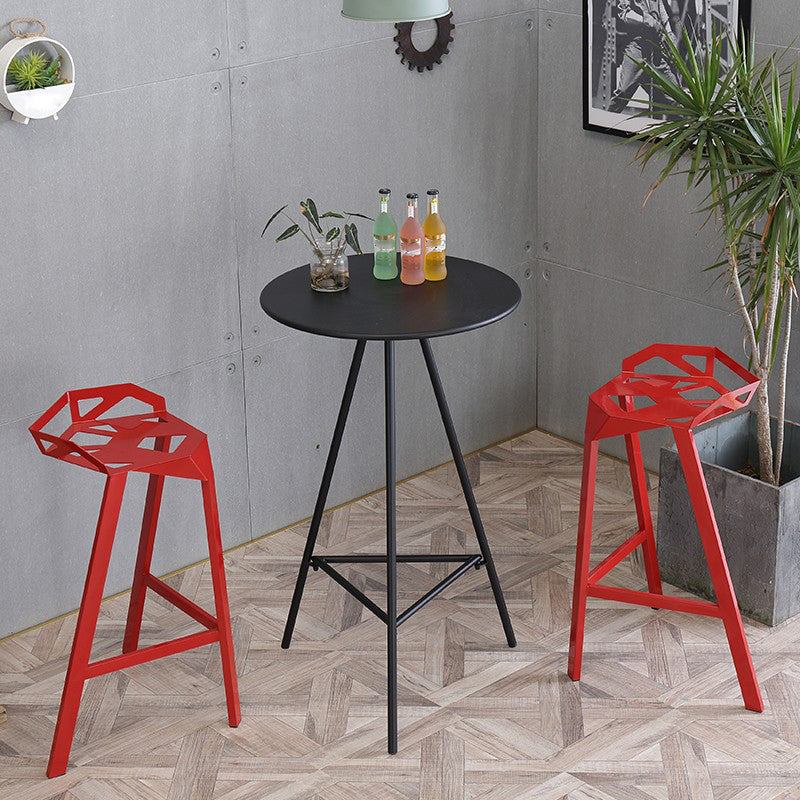 Modern Armless Backrest Counter Stool Iron Kitchen Bar Stool with Leather Cushion Clearhalo 'Bar Furniture' 'Bar Stools' 'bar_stools' 'furn' 'furn_bar_stools' 'Furniture' 'furniture_bar_stools' 'Kitchen & Dining Furniture' 4899997