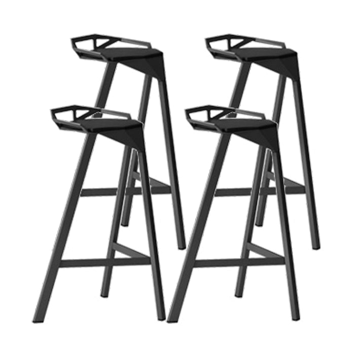 Modern Armless Backrest Counter Stool Iron Kitchen Bar Stool with Leather Cushion Black 4 Piece Set Counter Stool(26"H) Clearhalo 'Bar Furniture' 'Bar Stools' 'bar_stools' 'furn' 'furn_bar_stools' 'Furniture' 'furniture_bar_stools' 'Kitchen & Dining Furniture' 4899998