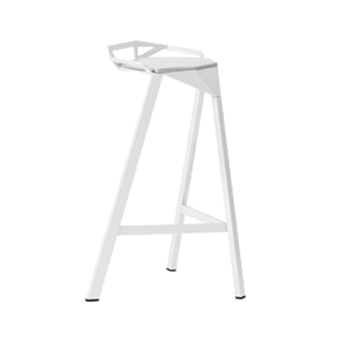 Modern Armless Backrest Counter Stool Iron Kitchen Bar Stool with Leather Cushion White 1 Piece Counter Stool(26"H) Clearhalo 'Bar Furniture' 'Bar Stools' 'bar_stools' 'furn' 'furn_bar_stools' 'Furniture' 'furniture_bar_stools' 'Kitchen & Dining Furniture' 4899999