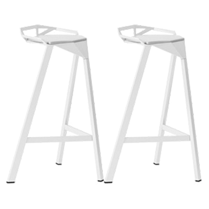 Modern Armless Backrest Counter Stool Iron Kitchen Bar Stool with Leather Cushion White 2 Piece Set Counter Stool(26"H) Clearhalo 'Bar Furniture' 'Bar Stools' 'bar_stools' 'furn' 'furn_bar_stools' 'Furniture' 'furniture_bar_stools' 'Kitchen & Dining Furniture' 4900002
