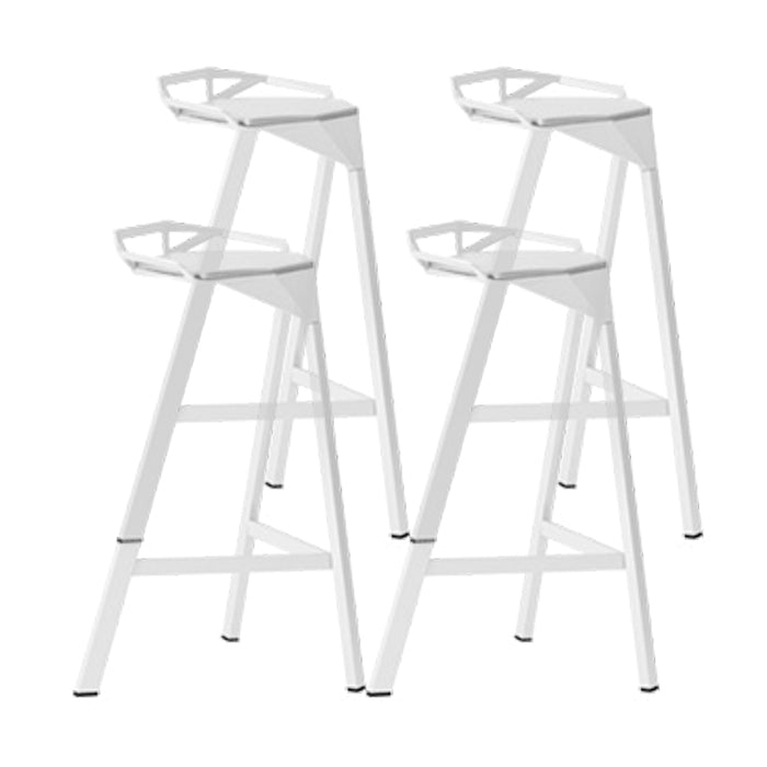 Modern Armless Backrest Counter Stool Iron Kitchen Bar Stool with Leather Cushion White 4 Piece Set Counter Stool(26"H) Clearhalo 'Bar Furniture' 'Bar Stools' 'bar_stools' 'furn' 'furn_bar_stools' 'Furniture' 'furniture_bar_stools' 'Kitchen & Dining Furniture' 4900003