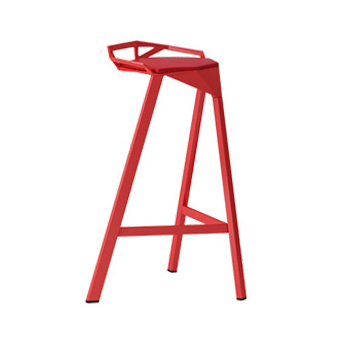 Modern Armless Backrest Counter Stool Iron Kitchen Bar Stool with Leather Cushion Red 1 Piece Counter Stool(26"H) Clearhalo 'Bar Furniture' 'Bar Stools' 'bar_stools' 'furn' 'furn_bar_stools' 'Furniture' 'furniture_bar_stools' 'Kitchen & Dining Furniture' 4900006