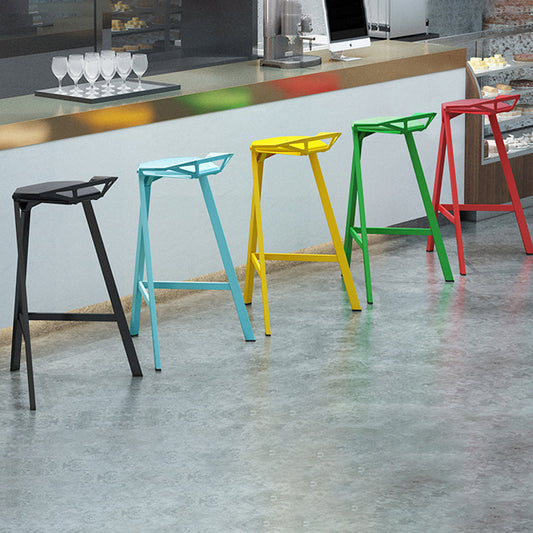 Modern Armless Backrest Counter Stool Iron Kitchen Bar Stool with Leather Cushion Clearhalo 'Bar Furniture' 'Bar Stools' 'bar_stools' 'furn' 'furn_bar_stools' 'Furniture' 'furniture_bar_stools' 'Kitchen & Dining Furniture' 4900015