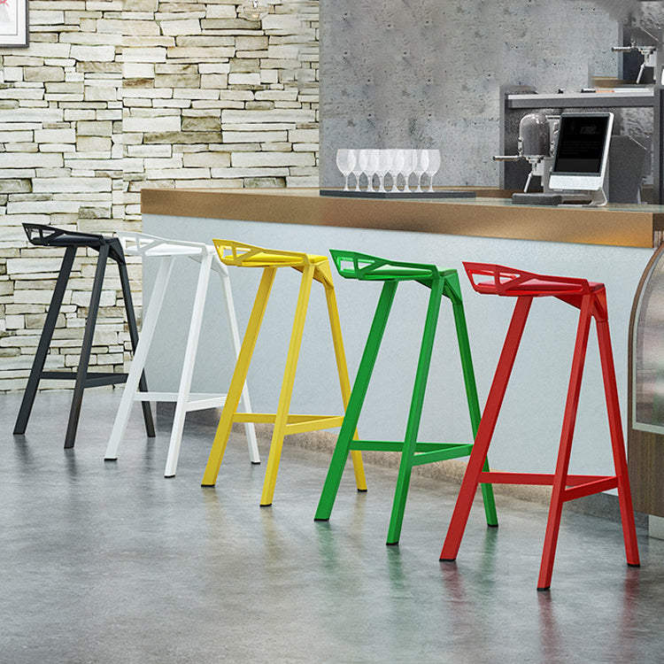 Modern Armless Backrest Counter Stool Iron Kitchen Bar Stool with Leather Cushion Clearhalo 'Bar Furniture' 'Bar Stools' 'bar_stools' 'furn' 'furn_bar_stools' 'Furniture' 'furniture_bar_stools' 'Kitchen & Dining Furniture' 4900017