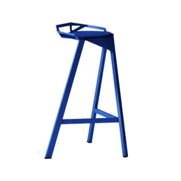 Modern Armless Backrest Counter Stool Iron Kitchen Bar Stool with Leather Cushion Blue 1 Piece Counter Stool(26"H) Clearhalo 'Bar Furniture' 'Bar Stools' 'bar_stools' 'furn' 'furn_bar_stools' 'Furniture' 'furniture_bar_stools' 'Kitchen & Dining Furniture' 4900018