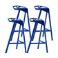 Modern Armless Backrest Counter Stool Iron Kitchen Bar Stool with Leather Cushion Blue 4 Piece Set Counter Stool(26"H) Clearhalo 'Bar Furniture' 'Bar Stools' 'bar_stools' 'furn' 'furn_bar_stools' 'Furniture' 'furniture_bar_stools' 'Kitchen & Dining Furniture' 4900020