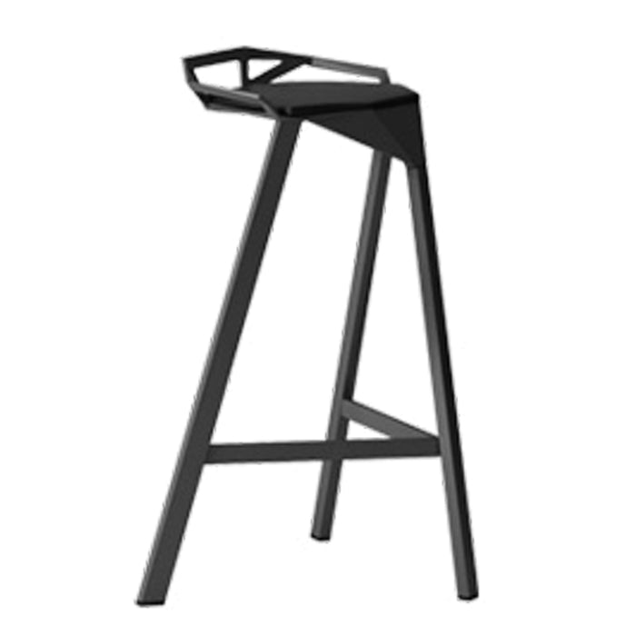 Modern Armless Backrest Counter Stool Iron Kitchen Bar Stool with Leather Cushion Black 1 Piece Bar Stool(30"H) Clearhalo 'Bar Furniture' 'Bar Stools' 'bar_stools' 'furn' 'furn_bar_stools' 'Furniture' 'furniture_bar_stools' 'Kitchen & Dining Furniture' 4900021