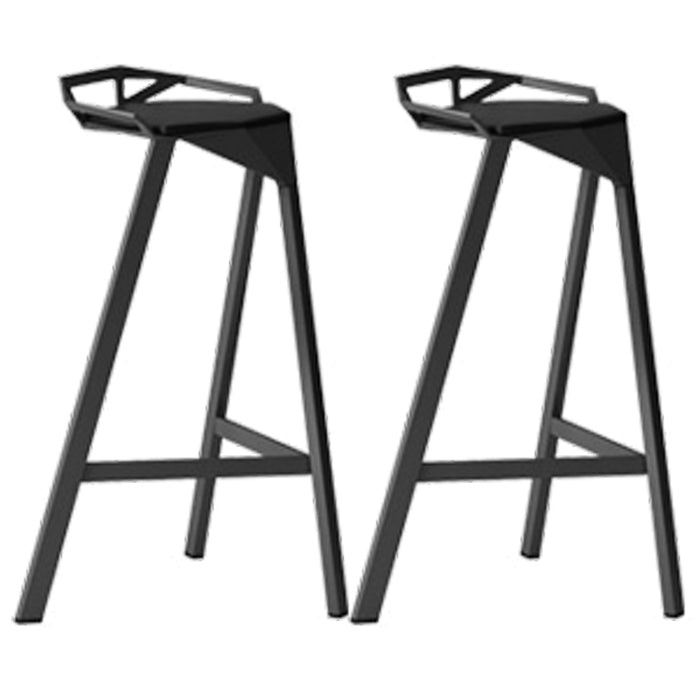 Modern Armless Backrest Counter Stool Iron Kitchen Bar Stool with Leather Cushion Black 2 Piece Set Bar Stool(30"H) Clearhalo 'Bar Furniture' 'Bar Stools' 'bar_stools' 'furn' 'furn_bar_stools' 'Furniture' 'furniture_bar_stools' 'Kitchen & Dining Furniture' 4900022