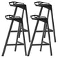 Modern Armless Backrest Counter Stool Iron Kitchen Bar Stool with Leather Cushion Black 4 Piece Set Bar Stool(30"H) Clearhalo 'Bar Furniture' 'Bar Stools' 'bar_stools' 'furn' 'furn_bar_stools' 'Furniture' 'furniture_bar_stools' 'Kitchen & Dining Furniture' 4900023