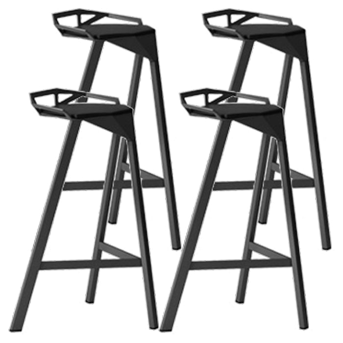 Modern Armless Backrest Counter Stool Iron Kitchen Bar Stool with Leather Cushion Black 4 Piece Set Bar Stool(30"H) Clearhalo 'Bar Furniture' 'Bar Stools' 'bar_stools' 'furn' 'furn_bar_stools' 'Furniture' 'furniture_bar_stools' 'Kitchen & Dining Furniture' 4900023