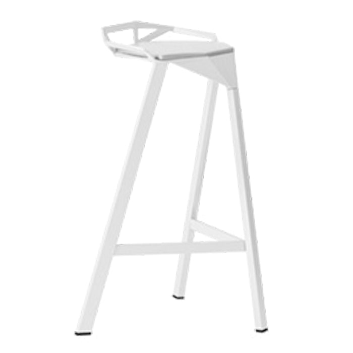 Modern Armless Backrest Counter Stool Iron Kitchen Bar Stool with Leather Cushion White 1 Piece Bar Stool(30"H) Clearhalo 'Bar Furniture' 'Bar Stools' 'bar_stools' 'furn' 'furn_bar_stools' 'Furniture' 'furniture_bar_stools' 'Kitchen & Dining Furniture' 4900024