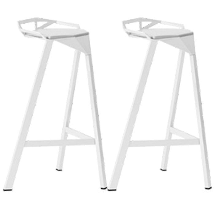 Modern Armless Backrest Counter Stool Iron Kitchen Bar Stool with Leather Cushion White 2 Piece Set Bar Stool(30"H) Clearhalo 'Bar Furniture' 'Bar Stools' 'bar_stools' 'furn' 'furn_bar_stools' 'Furniture' 'furniture_bar_stools' 'Kitchen & Dining Furniture' 4900025
