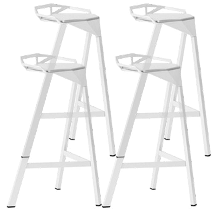 Modern Armless Backrest Counter Stool Iron Kitchen Bar Stool with Leather Cushion White 4 Piece Set Bar Stool(30"H) Clearhalo 'Bar Furniture' 'Bar Stools' 'bar_stools' 'furn' 'furn_bar_stools' 'Furniture' 'furniture_bar_stools' 'Kitchen & Dining Furniture' 4900026