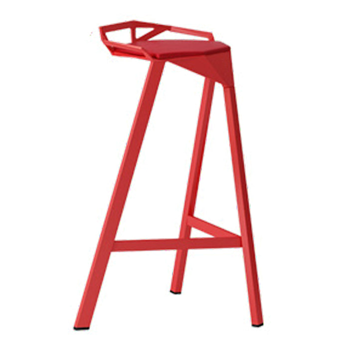 Modern Armless Backrest Counter Stool Iron Kitchen Bar Stool with Leather Cushion Red 1 Piece Bar Stool(30"H) Clearhalo 'Bar Furniture' 'Bar Stools' 'bar_stools' 'furn' 'furn_bar_stools' 'Furniture' 'furniture_bar_stools' 'Kitchen & Dining Furniture' 4900027