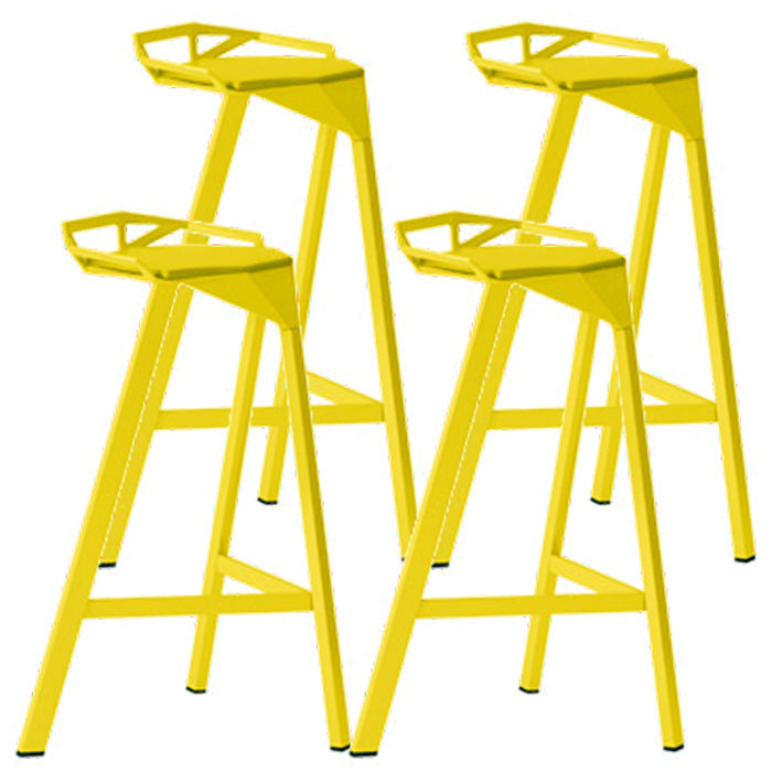 Modern Armless Backrest Counter Stool Iron Kitchen Bar Stool with Leather Cushion Yellow 4 Piece Set Bar Stool(30"H) Clearhalo 'Bar Furniture' 'Bar Stools' 'bar_stools' 'furn' 'furn_bar_stools' 'Furniture' 'furniture_bar_stools' 'Kitchen & Dining Furniture' 4900032