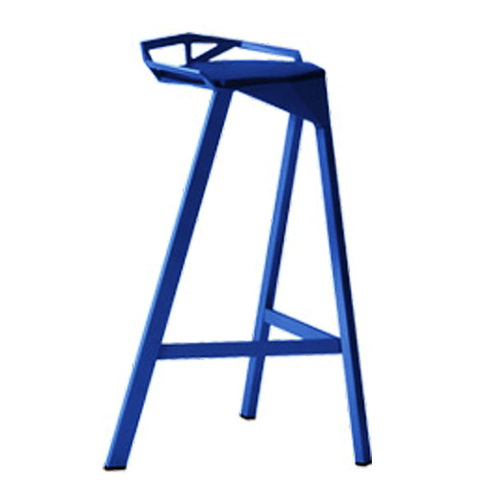 Modern Armless Backrest Counter Stool Iron Kitchen Bar Stool with Leather Cushion Blue 1 Piece Bar Stool(30"H) Clearhalo 'Bar Furniture' 'Bar Stools' 'bar_stools' 'furn' 'furn_bar_stools' 'Furniture' 'furniture_bar_stools' 'Kitchen & Dining Furniture' 4900033