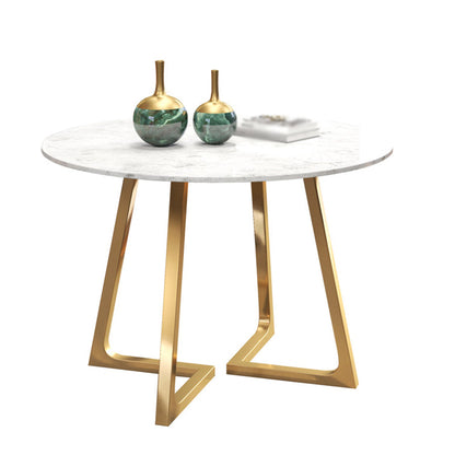 Glam 1/4/5/6 Pieces Dining Set Round Stone Dining Table for Dining Room White 47"L x 47"W Clearhalo 'Dining Room Sets' 'Dining Tables & Seating' 'dining_room_set' 'furn' 'furn_dining_room_set' 'Furniture' 'furniture_dining_room_set' 'Kitchen & Dining Furniture' 4900057