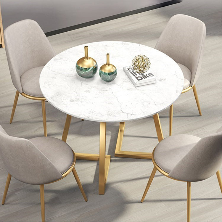 Glam 1/4/5/6 Pieces Dining Set Round Stone Dining Table for Dining Room Clearhalo 'Dining Room Sets' 'Dining Tables & Seating' 'dining_room_set' 'furn' 'furn_dining_room_set' 'Furniture' 'furniture_dining_room_set' 'Kitchen & Dining Furniture' 4900058