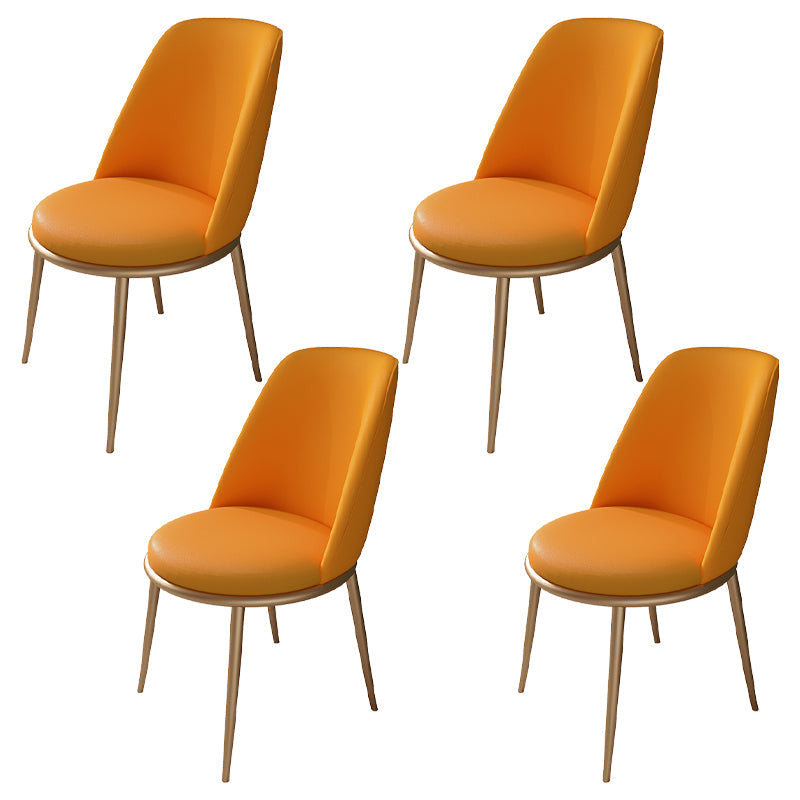 Glam 1/4/5/6 Pieces Dining Set Round Stone Dining Table for Dining Room 4 Orange Chairs Clearhalo 'Dining Room Sets' 'Dining Tables & Seating' 'dining_room_set' 'furn' 'furn_dining_room_set' 'Furniture' 'furniture_dining_room_set' 'Kitchen & Dining Furniture' 4900062