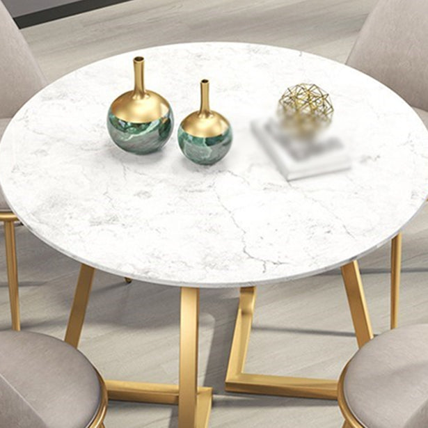 Glam 1/4/5/6 Pieces Dining Set Round Stone Dining Table for Dining Room Clearhalo 'Dining Room Sets' 'Dining Tables & Seating' 'dining_room_set' 'furn' 'furn_dining_room_set' 'Furniture' 'furniture_dining_room_set' 'Kitchen & Dining Furniture' 4900066
