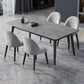 Glam 1/2/3/5/7 Pieces Dining Set Rectangular Sintered Stone Dining Table Set 5 Pieces: Grey Table, 4 Grey Chairs Clearhalo 'Dining Room Sets' 'Dining Tables & Seating' 'dining_room_set' 'furn' 'furn_dining_room_set' 'Furniture' 'furniture_dining_room_set' 'Kitchen & Dining Furniture' 4900097