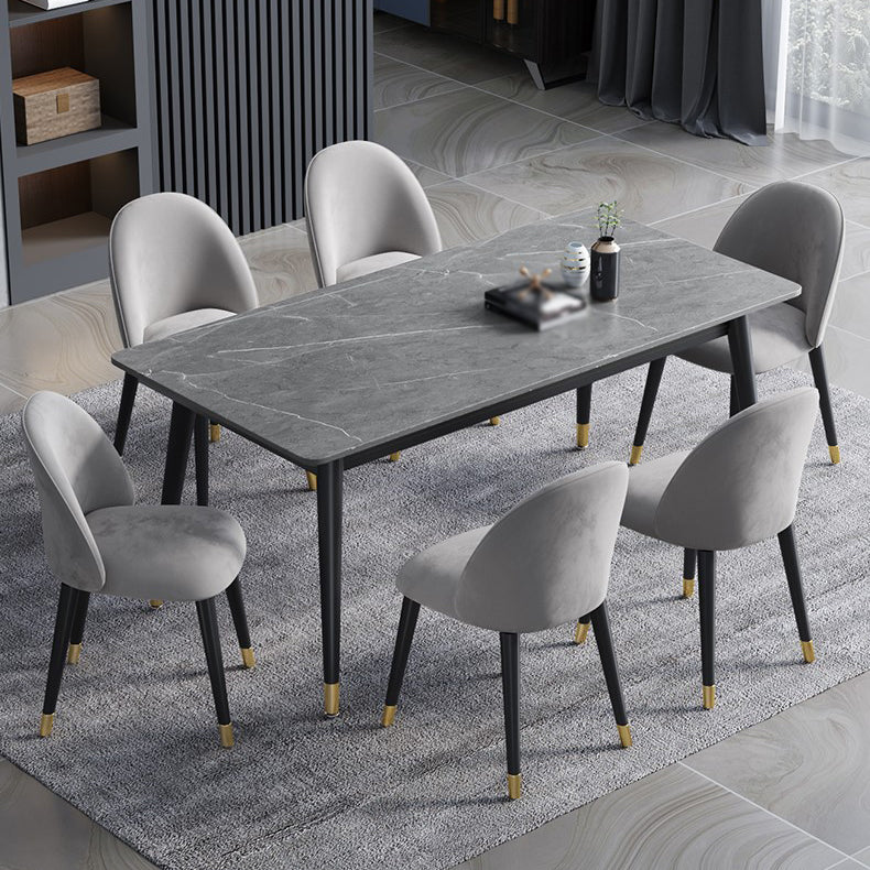Glam 1/2/3/5/7 Pieces Dining Set Rectangular Sintered Stone Dining Table Set Clearhalo 'Dining Room Sets' 'Dining Tables & Seating' 'dining_room_set' 'furn' 'furn_dining_room_set' 'Furniture' 'furniture_dining_room_set' 'Kitchen & Dining Furniture' 4900111