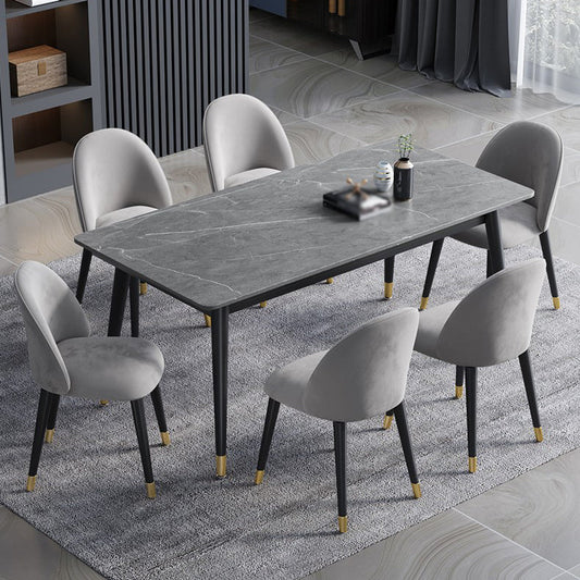 Glam 1/2/3/5/7 Pieces Dining Set Rectangular Sintered Stone Dining Table Set Clearhalo 'Dining Room Sets' 'Dining Tables & Seating' 'dining_room_set' 'furn' 'furn_dining_room_set' 'Furniture' 'furniture_dining_room_set' 'Kitchen & Dining Furniture' 4900111