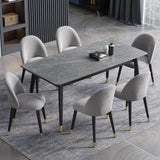 Glam 1/2/3/5/7 Pieces Dining Set Rectangular Sintered Stone Dining Table Set Clearhalo 'Dining Room Sets' 'Dining Tables & Seating' 'dining_room_set' 'furn' 'furn_dining_room_set' 'Furniture' 'furniture_dining_room_set' 'Kitchen & Dining Furniture' 4900111