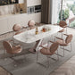 Nordic Glam Style 1/4/5/7 Pieces Dining Sintered Stone Dining Table Set with Metal Legs Clearhalo 'Dining Room Sets' 'Dining Tables & Seating' 'dining_room_set' 'furn' 'furn_dining_room_set' 'Furniture' 'furniture_dining_room_set' 'Kitchen & Dining Furniture' 4900120