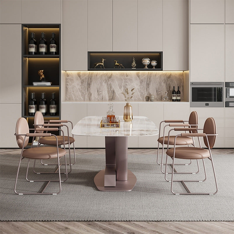 Nordic Glam Style 1/4/5/7 Pieces Dining Sintered Stone Dining Table Set with Metal Legs Clearhalo 'Dining Room Sets' 'Dining Tables & Seating' 'dining_room_set' 'furn' 'furn_dining_room_set' 'Furniture' 'furniture_dining_room_set' 'Kitchen & Dining Furniture' 4900121