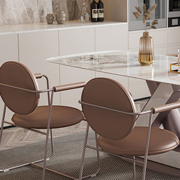 Nordic Glam Style 1/4/5/7 Pieces Dining Sintered Stone Dining Table Set with Metal Legs Clearhalo 'Dining Room Sets' 'Dining Tables & Seating' 'dining_room_set' 'furn' 'furn_dining_room_set' 'Furniture' 'furniture_dining_room_set' 'Kitchen & Dining Furniture' 4900125