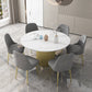 Glam 1/7 Pieces Dining Set Round Stone Dining Table for Dining Room 7 Pieces: Table, 6 Grey Chairs Clearhalo 'Dining Room Sets' 'Dining Tables & Seating' 'dining_room_set' 'furn' 'furn_dining_room_set' 'Furniture' 'furniture_dining_room_set' 'Kitchen & Dining Furniture' 4900153