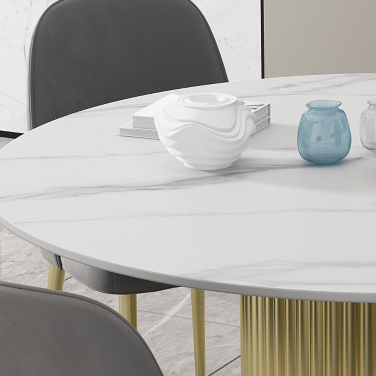 Glam 1/7 Pieces Dining Set Round Stone Dining Table for Dining Room Clearhalo 'Dining Room Sets' 'Dining Tables & Seating' 'dining_room_set' 'furn' 'furn_dining_room_set' 'Furniture' 'furniture_dining_room_set' 'Kitchen & Dining Furniture' 4900160