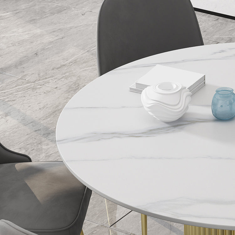 Glam 1/7 Pieces Dining Set Round Stone Dining Table for Dining Room Clearhalo 'Dining Room Sets' 'Dining Tables & Seating' 'dining_room_set' 'furn' 'furn_dining_room_set' 'Furniture' 'furniture_dining_room_set' 'Kitchen & Dining Furniture' 4900161