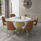Glam 1/7 Pieces Dining Set Round Stone Dining Table for Dining Room 7 Pieces: Table, 6 Light Grey Chairs Clearhalo 'Dining Room Sets' 'Dining Tables & Seating' 'dining_room_set' 'furn' 'furn_dining_room_set' 'Furniture' 'furniture_dining_room_set' 'Kitchen & Dining Furniture' 4900164