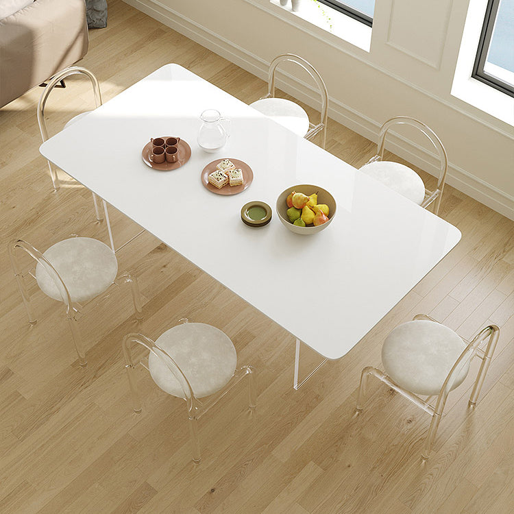 Modern 1/7 Pieces Dining Set Rectangle Stone Dining Table for Kitchen 7 Pieces: Table, 6 Chairs Clearhalo 'Dining Room Sets' 'Dining Tables & Seating' 'dining_room_set' 'furn' 'furn_dining_room_set' 'Furniture' 'furniture_dining_room_set' 'Kitchen & Dining Furniture' 4900174
